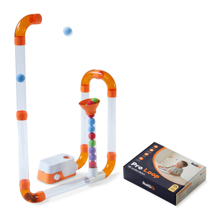 Rolliq® Pro Loop Knikkerbaan - Buizenbaan op Luchtdruk - Ballenbaan Bouwspeelgoed - Marble Run STEM Speelgoed - Luchtkracht Parcours - 8+ - 48 Onderdelen