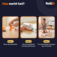 Rolliq® Pro Loop Knikkerbaan - Buizenbaan op Luchtdruk - Ballenbaan Bouwspeelgoed - Marble Run STEM Speelgoed - Luchtkracht Parcours - 8+ - 48 Onderdelen